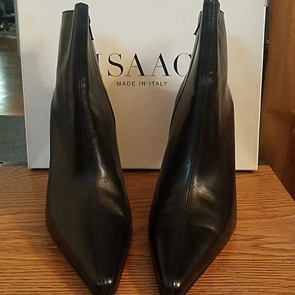 ISAAC pointy toe black ankle boots - Picture 1 of 4